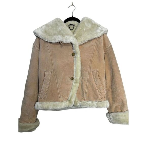 Vintage Y2K  SHEARLING Heavy Leather Penny Lane Sz Med Gorgeous  Boho Retro - Picture 5 of 11